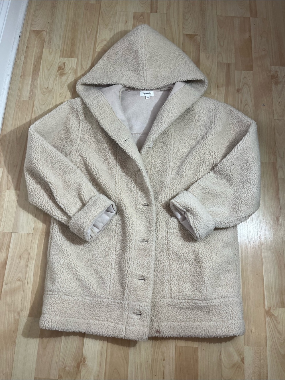 Splendid Grayson Faux Hooded Sherpa Jacket size small oversized fall autumn